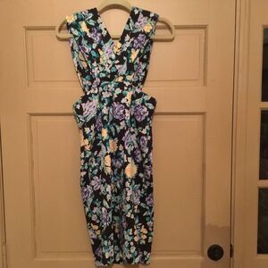 Vintage VERY RARE Laura Ashley Cotton Floral Cut Out Midi Dress